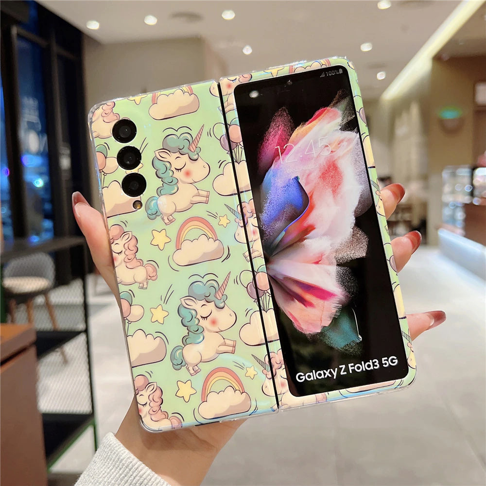 Luxury Cartoon unicorn Silicone Case for  Z Fold 3 5G