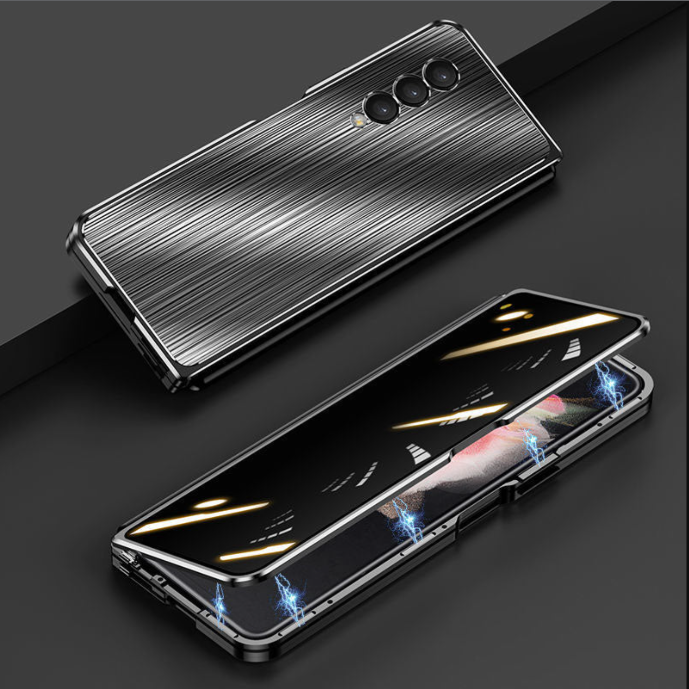 Samsung Galaxy Z Fold3 Fold4 Magnetic Brushed Metal Anti-fall Protective Cover